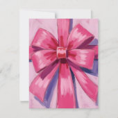 Pretty Pink Bow Ribbon Watercolor Card (正面)