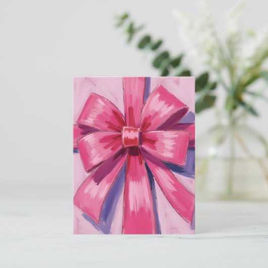 Pretty Pink Bow Ribbon Watercolor Card (スタンド正面)