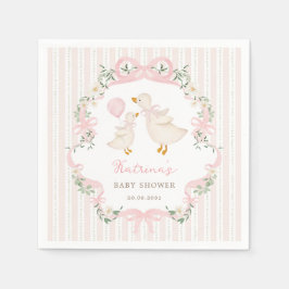 Pretty Pink Bow Silly Goose Girl Baby Shower スタンダードカクテルナプキン