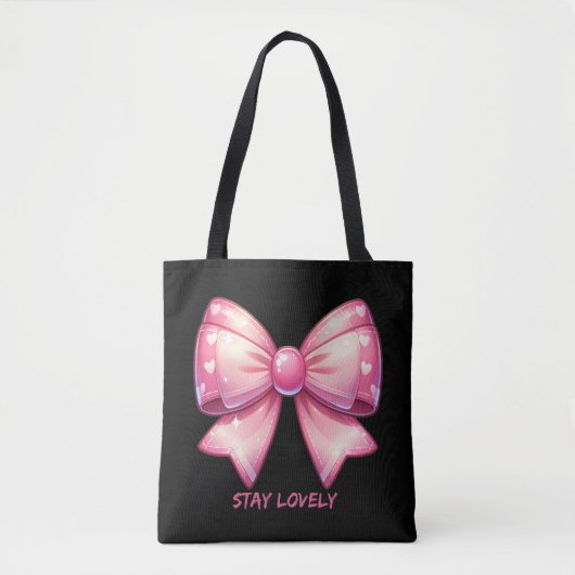 Pretty Pink Bow Tote Bag トートバッグ (正面)