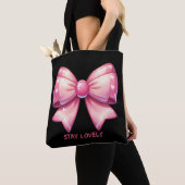 Pretty Pink Bow Tote Bag トートバッグ (クローズアップ)