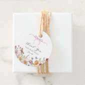 Pretty Pink Bow Wildflower Bridal Shower Favor Tag フェイバータグ (インサイチュ)