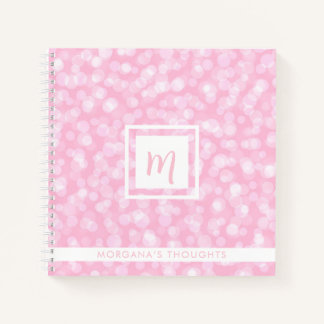 Pretty Pink Bubbles Monogram Square ノートブック