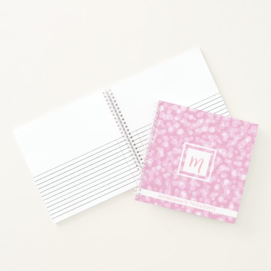 Pretty Pink Bubbles Monogram Square ノートブック (内部)