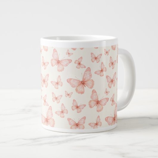 Pretty pink butterflies ジャンボコーヒーマグカップ (正面右)