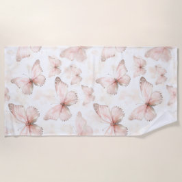 Pretty Pink Butterflies   ビーチタオル