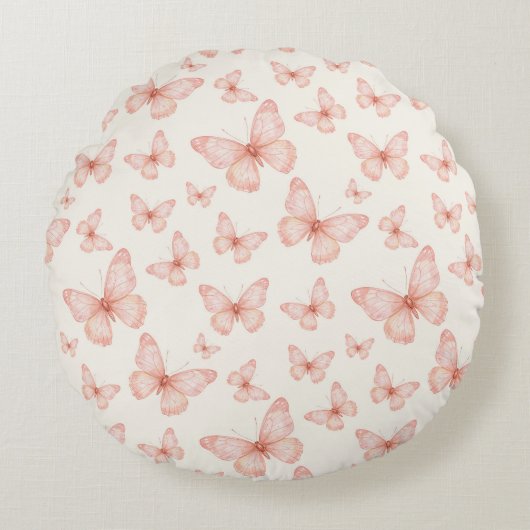 Pretty pink butterflies ラウンドクッション (正面)