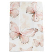 Pretty Pink Butterflies 誕生日 ミディアムペーパーバッグ (裏面)