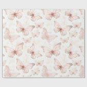 Pretty Pink Butterflies Birthday ラッピングペーパー (フラット)