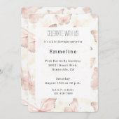 Pretty Pink Butterflies Birthday   招待状 (正面/裏面)