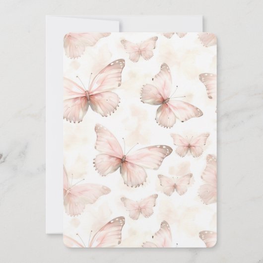 Pretty Pink Butterflies Birthday   招待状 (裏面)