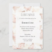 Pretty Pink Butterflies Birthday   招待状 (正面)