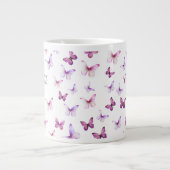 Pretty Pink Butterflies Custom Name ジャンボコーヒーマグカップ (正面)