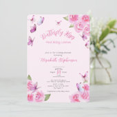 Pretty Pink Butterfly Baby Shower Invitation 招待状 (スタンド正面)