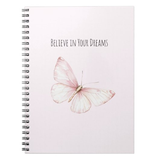 Pretty Pink Butterfly Believe in Dreams ノートブック (正面)