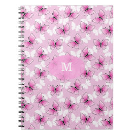 Pretty Pink Butterfly Kawaii Spiral Notebook ノートブック