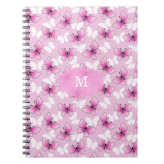 Pretty Pink Butterfly Kawaii Spiral Notebook ノートブック (正面)