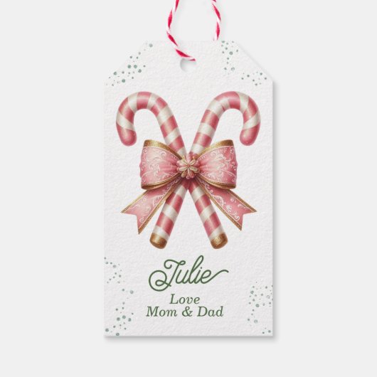 Pretty Pink Candy Cane Merry Christmas ギフトタグ (裏面)