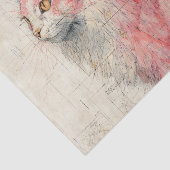 Pretty Pink Cat and Lines Illustrated on Parchment 薄葉紙 (詳細)