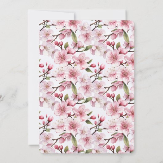 Pretty Pink Cherry Blossom Floral Wedding 招待状 (裏面)