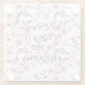 Pretty Pink Cherry Blossom Flowers ガラスコースター (裏面)