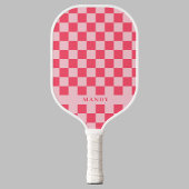 Pretty Pink Chic チェッカーボード 名前入り ピックルボールラケット