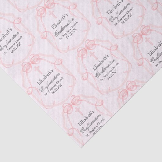 Pretty Pink Confirmation Party Personalized 薄葉紙 (詳細)