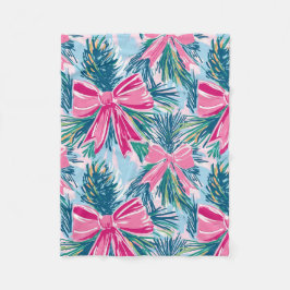 Pretty Pink Coquette Bow And Tree Sprig Pattern フリースブランケット
