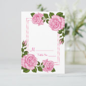 Pretty Pink Corner Bouquets バースデーテーブルナンバー 招待状 (スタンド正面)