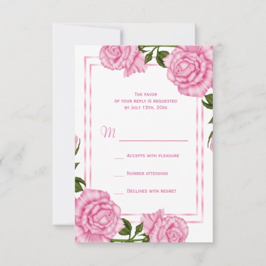 Pretty Pink Corner Bouquets RSVP (裏面)