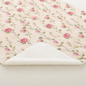 Pretty Pink Cream Roses Floral シェルパブランケット (3/4)
