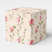 Pretty Pink Cream Roses Floral Bridal Shower フェイバーボックス (正面サイド)