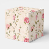 Pretty Pink Cream Roses Floral Bridal Shower フェイバーボックス (裏面サイド)