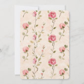 Pretty Pink Cream Roses Floral Bridal Shower 招待状 (裏面)