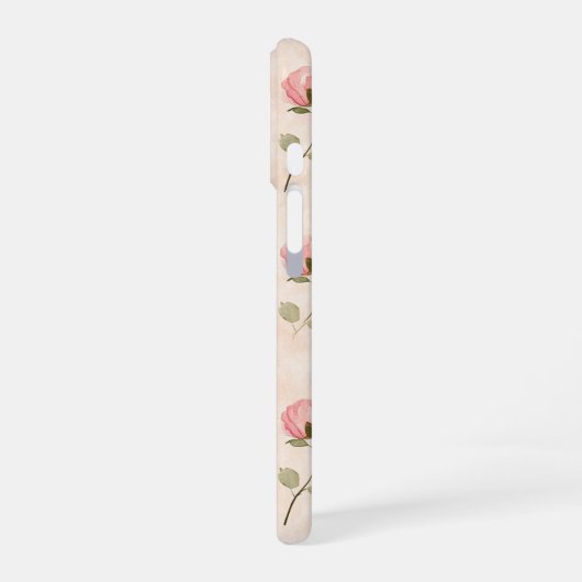 Pretty Pink Cream Roses Floral iPhone 16ケース (左側面)