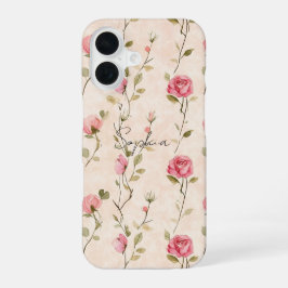 Pretty Pink Cream Roses Floral iPhone 16ケース