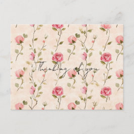 Pretty Pink Cream Roses Floral Thinking of you ポストカード