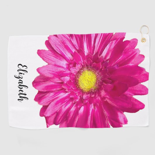 Pretty pink daisy flower custom name womens ゴルフタオル (横)