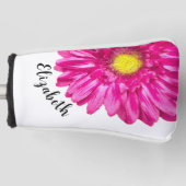 Pretty pink daisy flower custom name womens ゴルフヘッドカバー (正面)