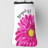 Pretty pink daisy flower custom name womens ゴルフヘッドカバー (回転90)