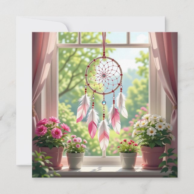 Pretty Pink Dreamcatcher and Plants Window Sill (正面)