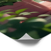 Pretty Pink Dreamcatcher and Plants Window Sill ポスター (角)