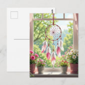 Pretty Pink Dreamcatcher and Plants Window Sill ポストカード (正面/裏面)