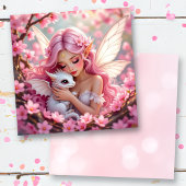 Pretty Pink Elven Fairy & Dragon Blank カード