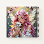 Pretty Pink Elven Fairy & Dragon Personalized ノートブック (裏面)