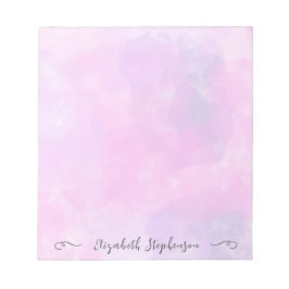 Pretty pink feminine watercolor custom name ノートパッド