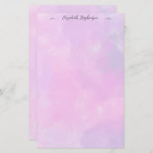 Pretty pink feminine watercolor custom name 便箋 (正面/裏面)