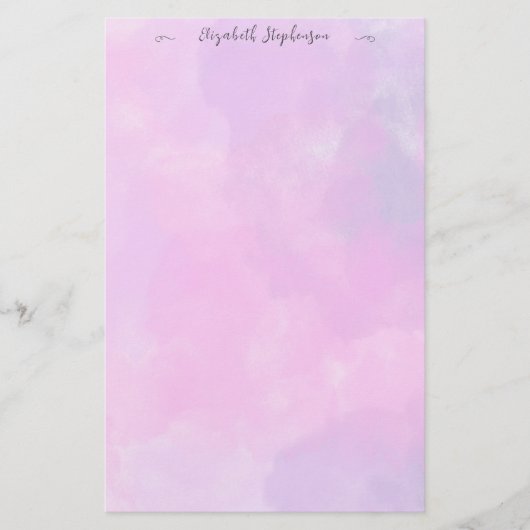 Pretty pink feminine watercolor custom name 便箋 (正面)