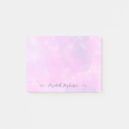 Pretty pink feminine watercolor custom name sticky ポストイット