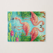 Pretty Pink Flamingo Pond Jigsaw Puzzle ジグソーパズル (横)
